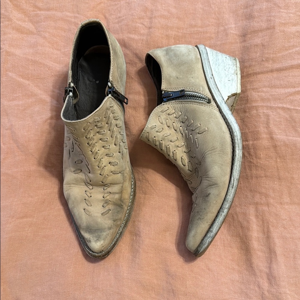 Free People Distressed Leather Ankle Boots